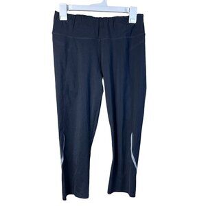 Sweaty Betty Women's Cropped Leggings Black Sz L Zip Back Pocket Reflective